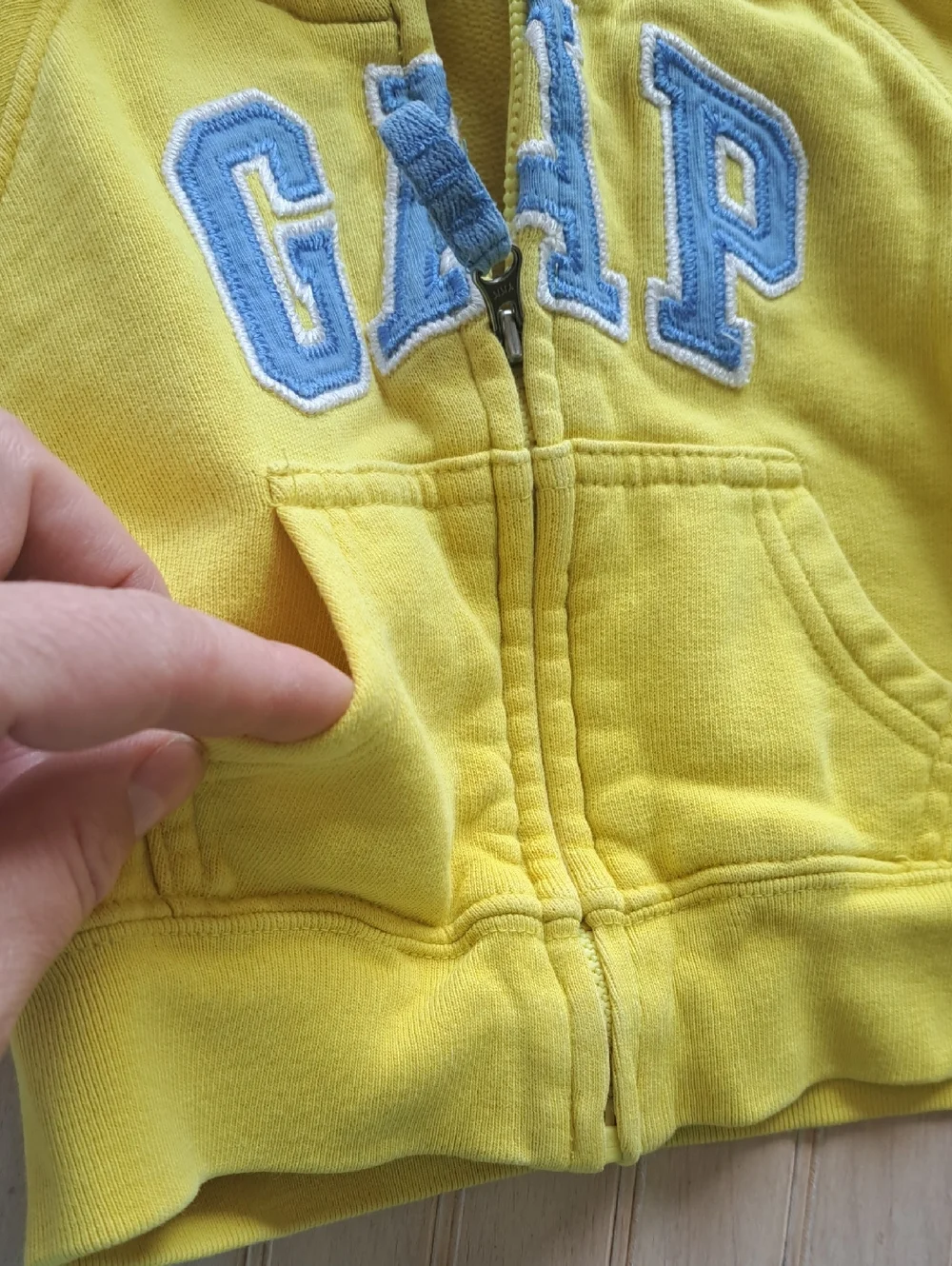 Baby GAP Logo Zip Hoodie Yellow 3-6 Months 100% Cotton Causal Comfy